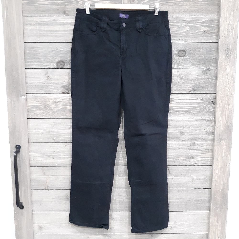 NYDJ Stretch Straight Leg Black Cotton Pant sz 10